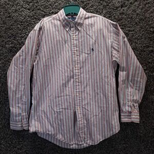 Ralph Lauren Yarmouth Shirt Men 16 34/35 Red Stripe Casual Button Down Top